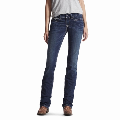 Jeans Straight Ariat R.E.A.L. Mid Rise Stretch Icon Donna Colorate | IT120XVNY