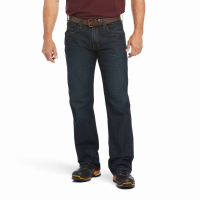 Jeans Straight Ariat Rebar M5 DuraStretch Edge Uomo Nere Blu | IT197ETMY