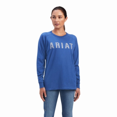 Magliette Ariat Rebar CottonStrong Block Donna Blu Marino | IT842OCMQ