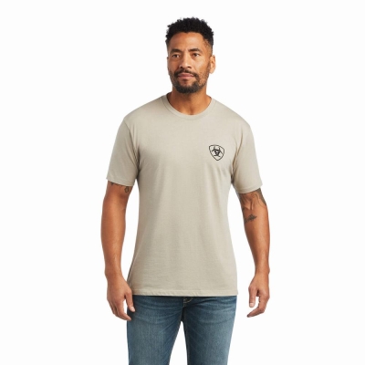 Magliette Polo Ariat Monument Sunset Uomo Khaki | IT734IUML