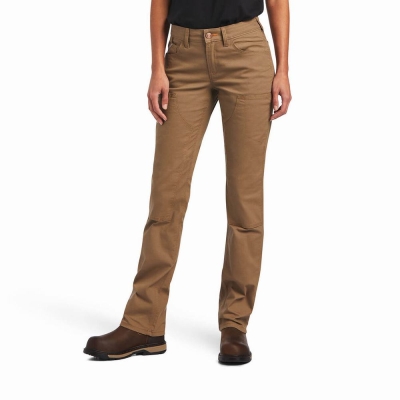 Pantaloni Ariat Rebar DuraStretch Made Tough Double Front Donna Khaki | IT541NAWT