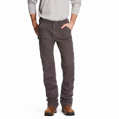 Pantaloni Ariat Rebar M4 Relaxed DuraStretch Washed Twill Dungaree Cut Uomo Grigie | IT154SFEN