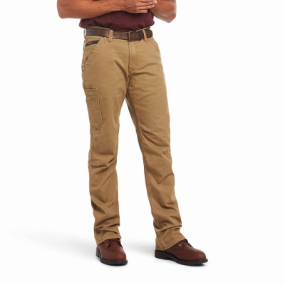 Pantaloni Ariat Rebar M4 Relaxed DuraStretch Washed Twill Dungaree Cut Uomo Khaki | IT587TNYG