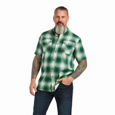 Short Sleeve Ariat Rebar Made Tough DuraStretch Uomo Verdi | IT137MZFY