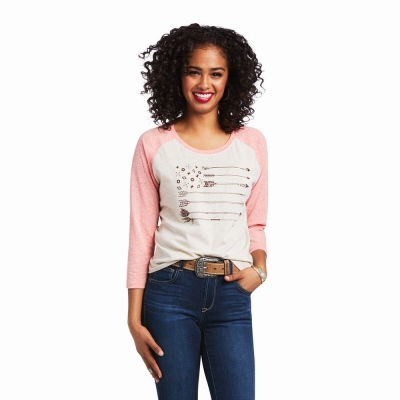 Top Ariat Arrow Raglan Donna Beige | IT759JVQX