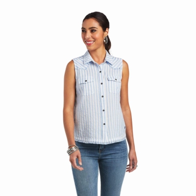 Top Ariat Boom Boom Donna Blu Strisce | IT486WTNR