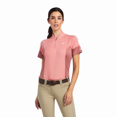 Top Ariat Cambria Jersey 1/4 Zip Donna Corallo | IT048FOBU