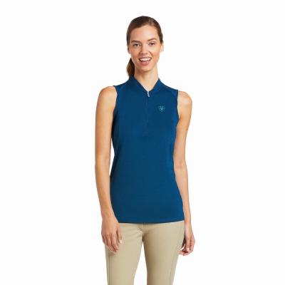 Top Ariat Hailey 1/4 Zip Donna Blu | IT956ACRY