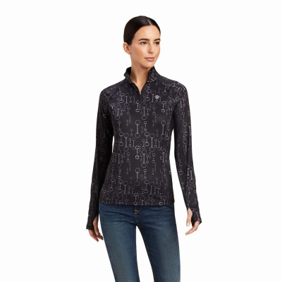 Top Ariat Lowell 2.0 1/4 Zip Donna Nere | IT394PZKL