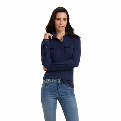 Top Ariat Overbrook Donna Blu Marino | IT839QUYX