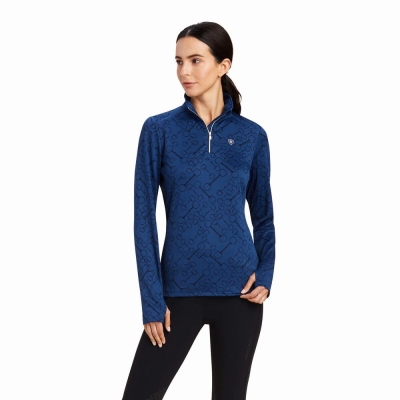 Top Ariat Prophecy 1/4 Zip Donna Blu | IT391DOKQ