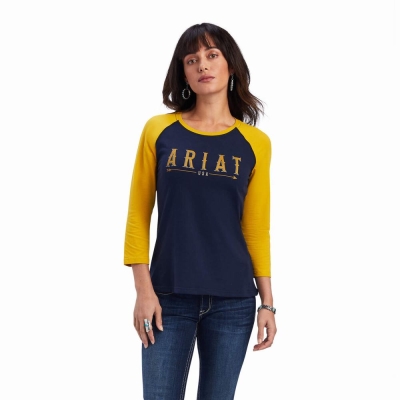 Top Ariat REAL Arrow Classiche Fit Donna Blu Marino | IT387IOUY