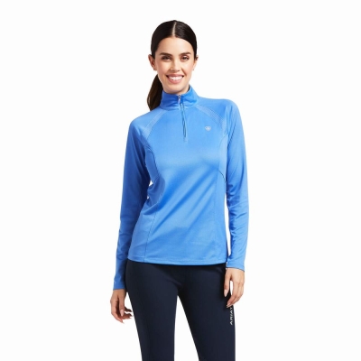 Top Ariat Sunstopper 2.0 1/4 Zip Donna Blu | IT289HSYT