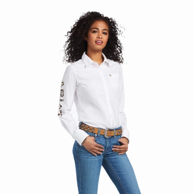 Top Ariat Team Kirby Stretch Donna Bianche Leopardate | IT542KZPY