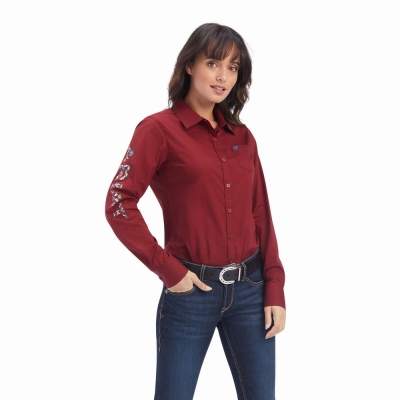 Top Ariat Team Kirby Stretch Donna Rosse Scuro | IT238OVAI