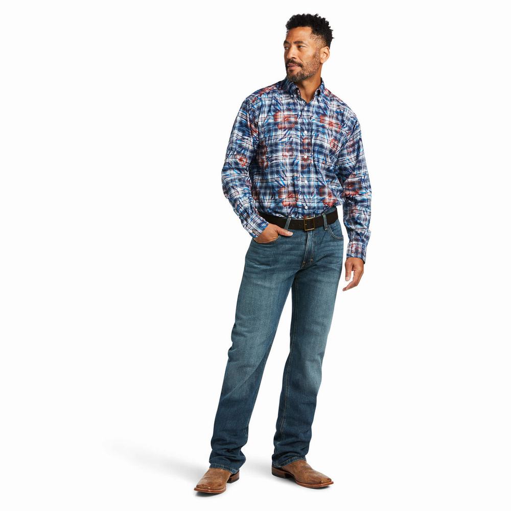 Camicie Ariat August Classiche Fit Uomo Blu | IT895WXTI