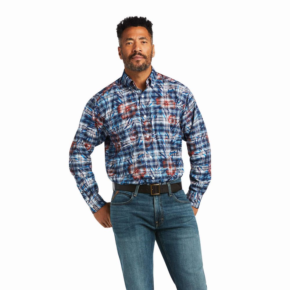 Camicie Ariat August Classiche Fit Uomo Blu | IT895WXTI