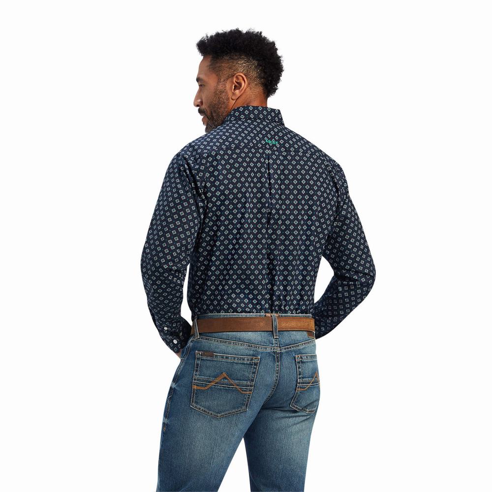 Camicie Ariat Beckham Classiche Fit Uomo Blu Scuro | IT825STQP