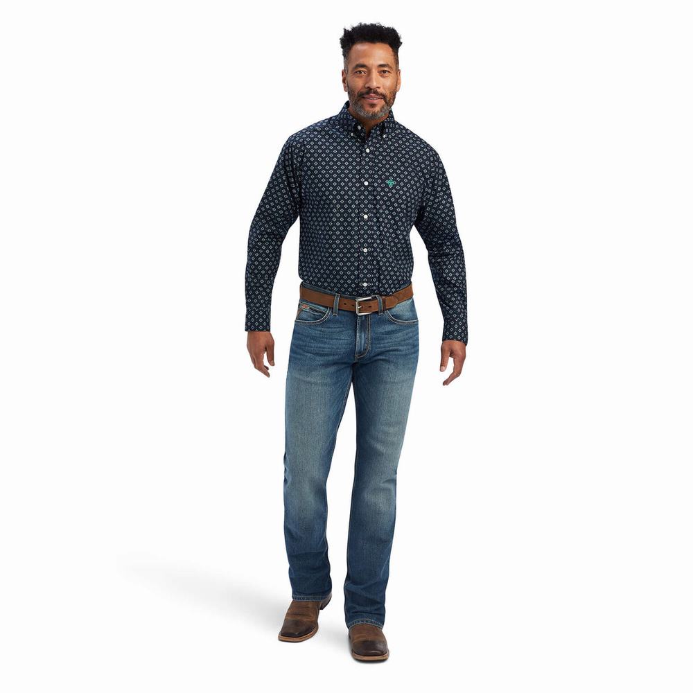 Camicie Ariat Beckham Classiche Fit Uomo Blu Scuro | IT825STQP