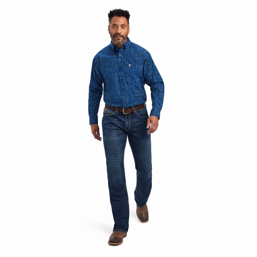 Camicie Ariat Benji Classiche Fit Uomo Blu | IT150KBGX