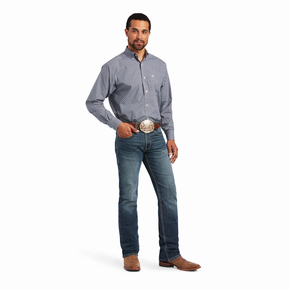 Camicie Ariat Bo Classiche Fit Uomo Grigie Scuro Blu | IT473OVDE