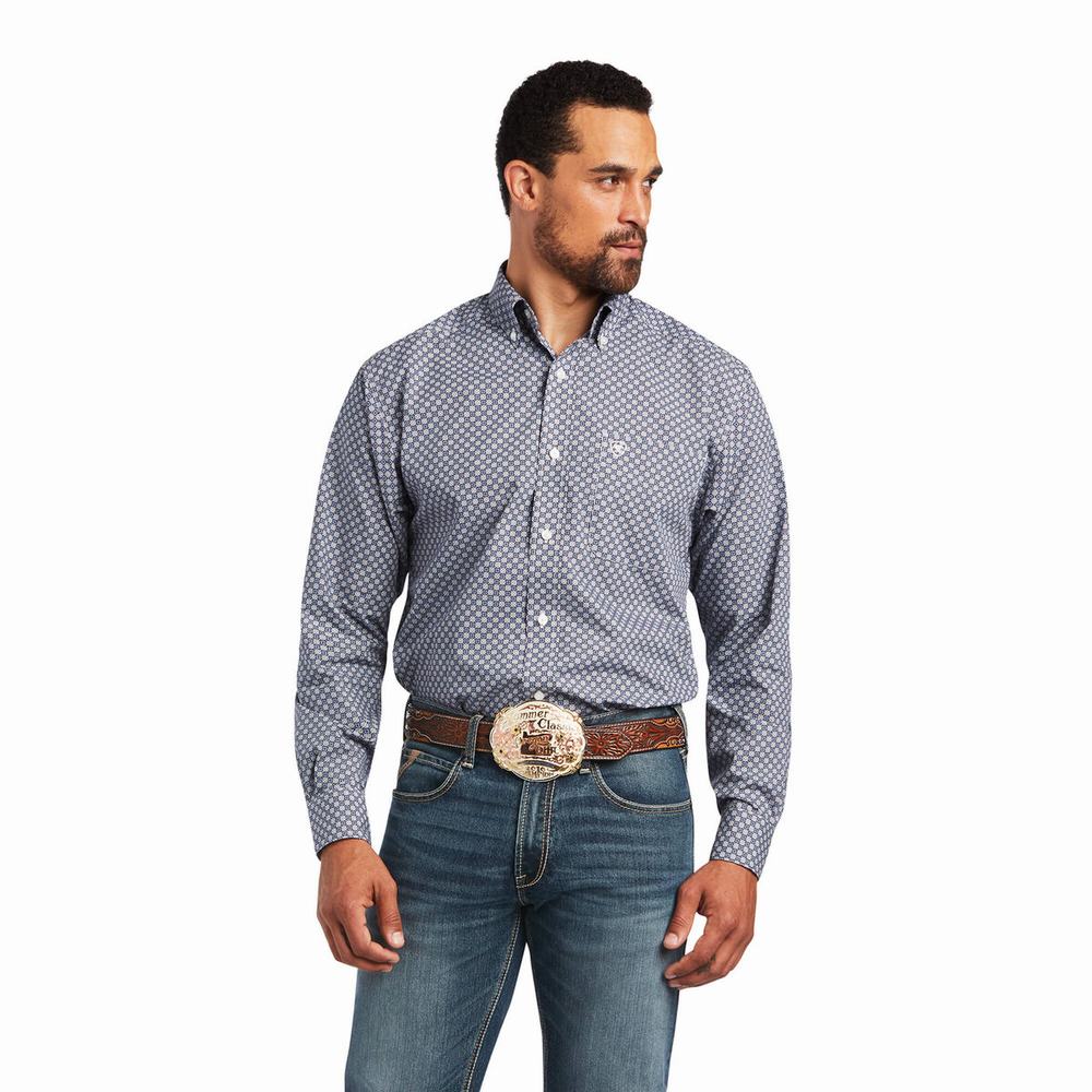 Camicie Ariat Bo Classiche Fit Uomo Grigie Scuro Blu | IT473OVDE