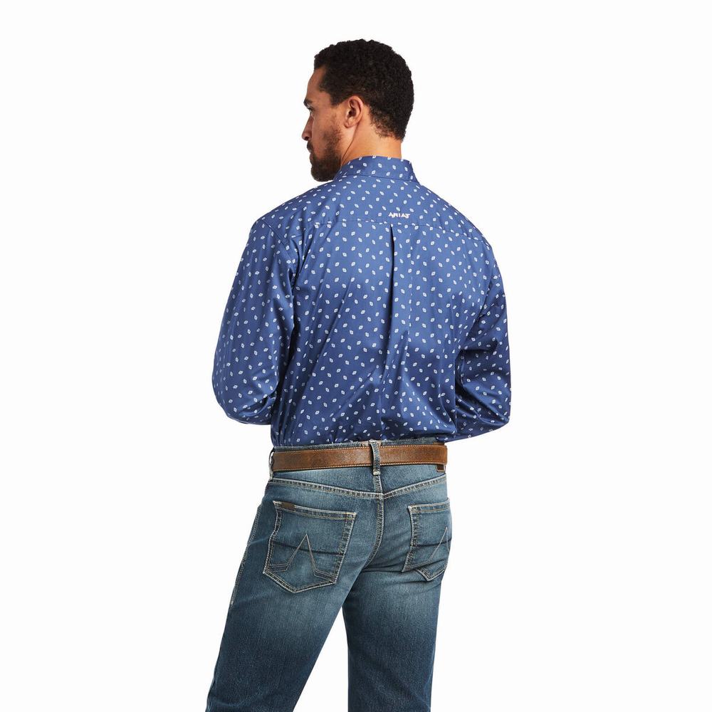 Camicie Ariat Brycen Stretch Classiche Fit Uomo Grigie Scuro Blu | IT603HMYE