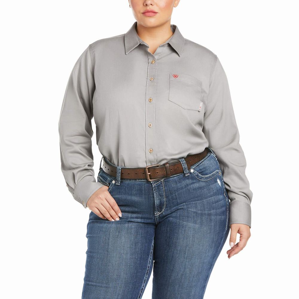 Camicie Ariat FR Basic Donna Argento | IT169TBGM