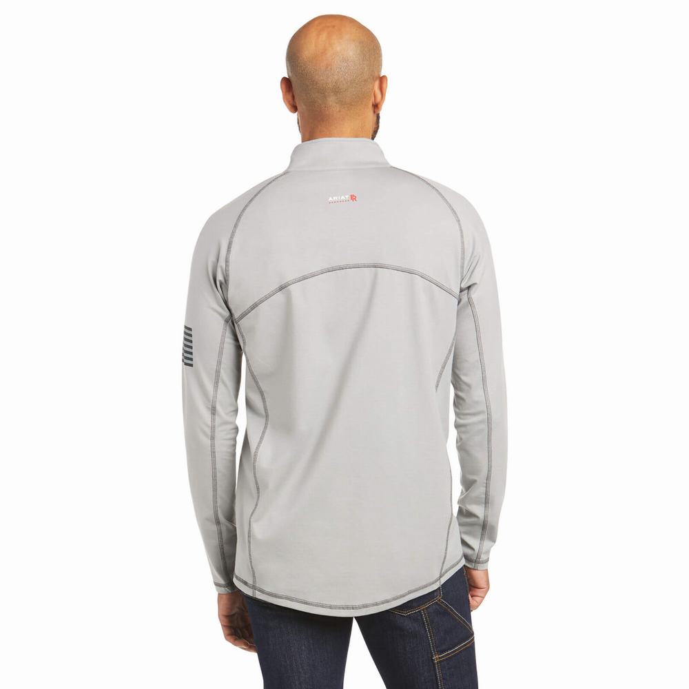 Camicie Ariat FR Combat Stretch Patriot 1/4 Zip Uomo Argento | IT789ZWST