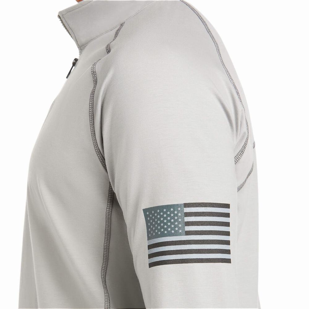 Camicie Ariat FR Combat Stretch Patriot 1/4 Zip Uomo Argento | IT789ZWST