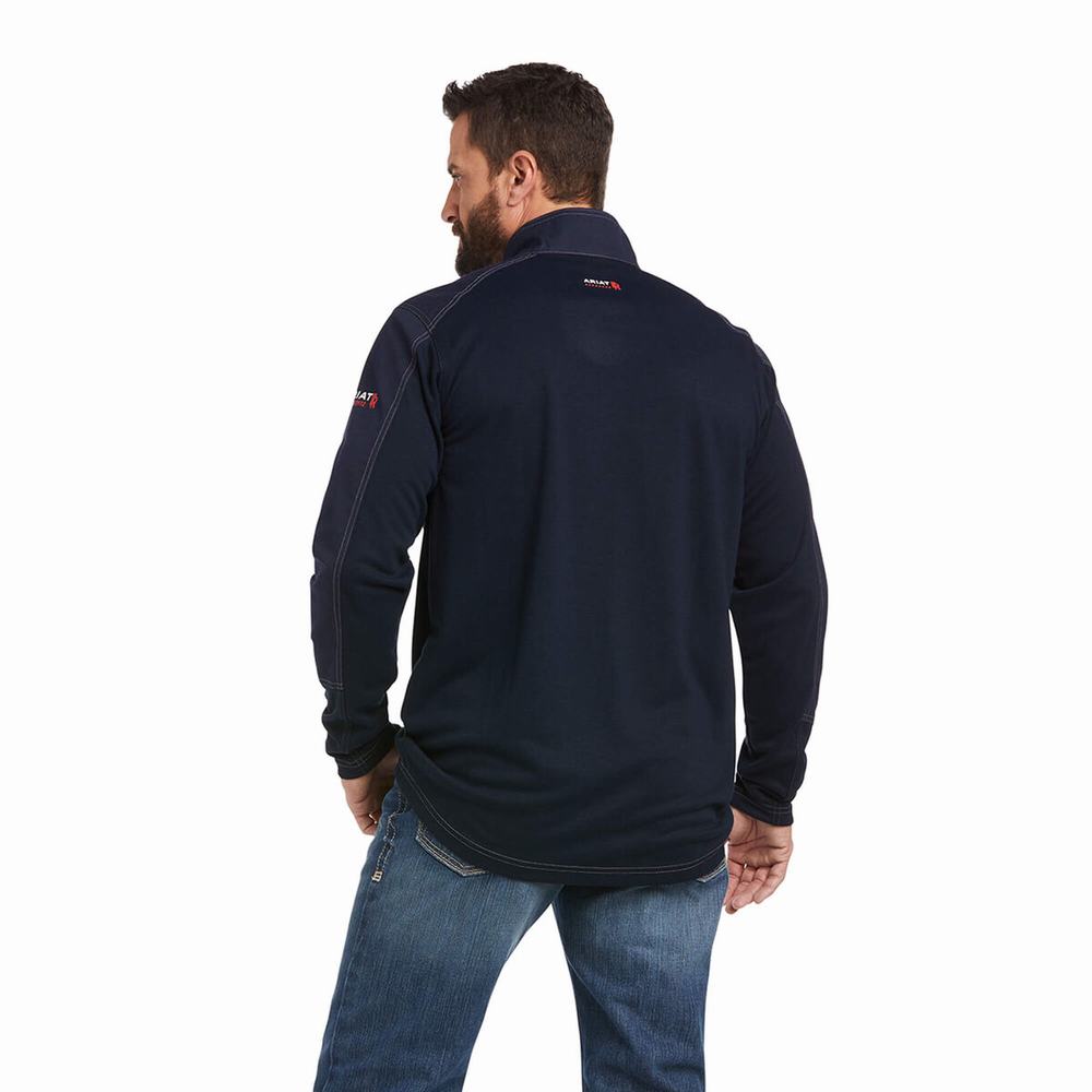 Camicie Ariat FR DuraLight 1/4 Zip Uomo Blu Marino | IT067CIRG