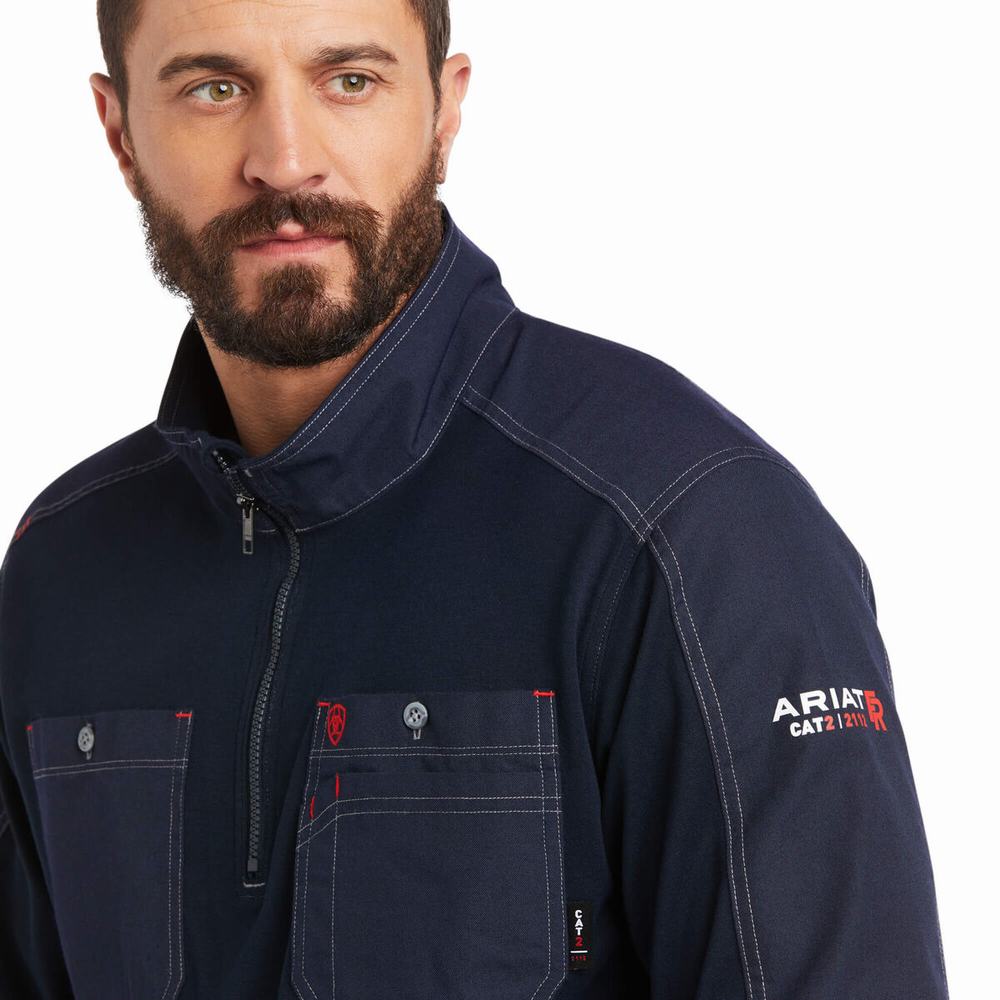 Camicie Ariat FR DuraLight 1/4 Zip Uomo Blu Marino | IT067CIRG