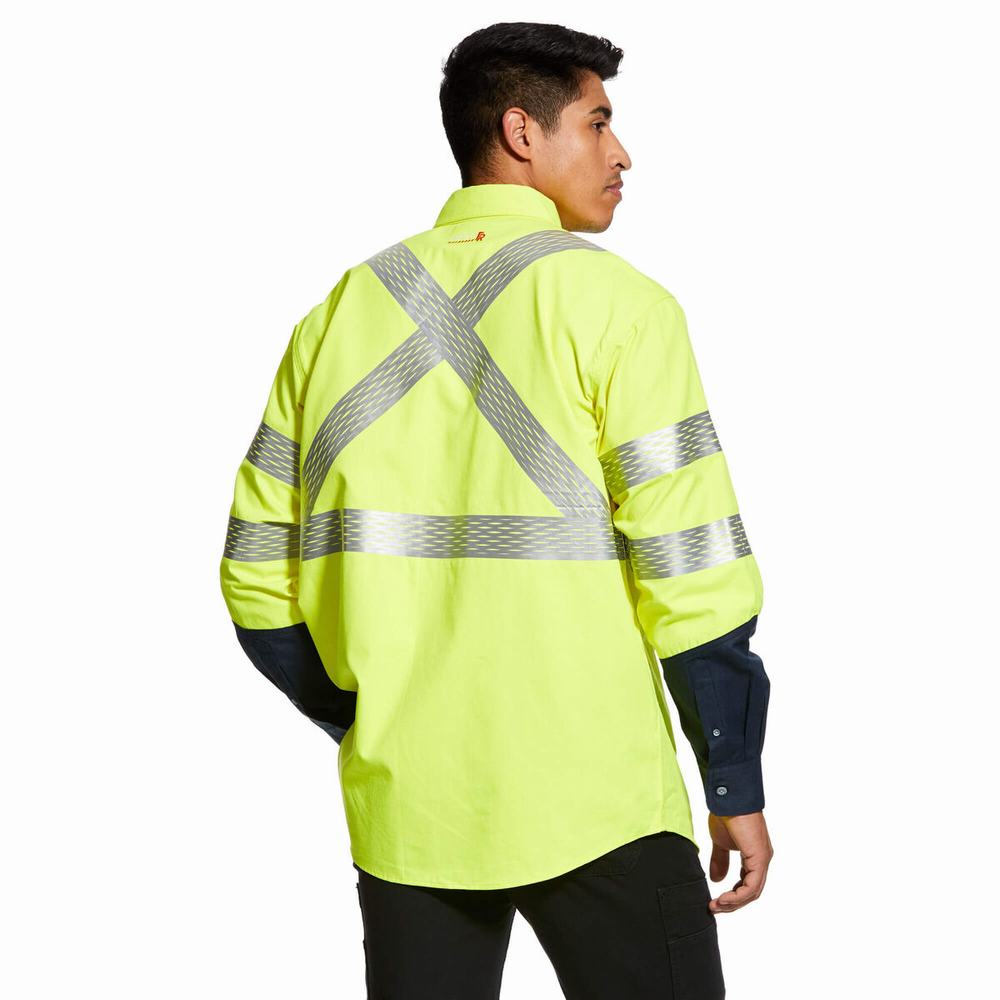 Camicie Ariat FR Hi-Vis Uomo Gialle | IT302PBXY