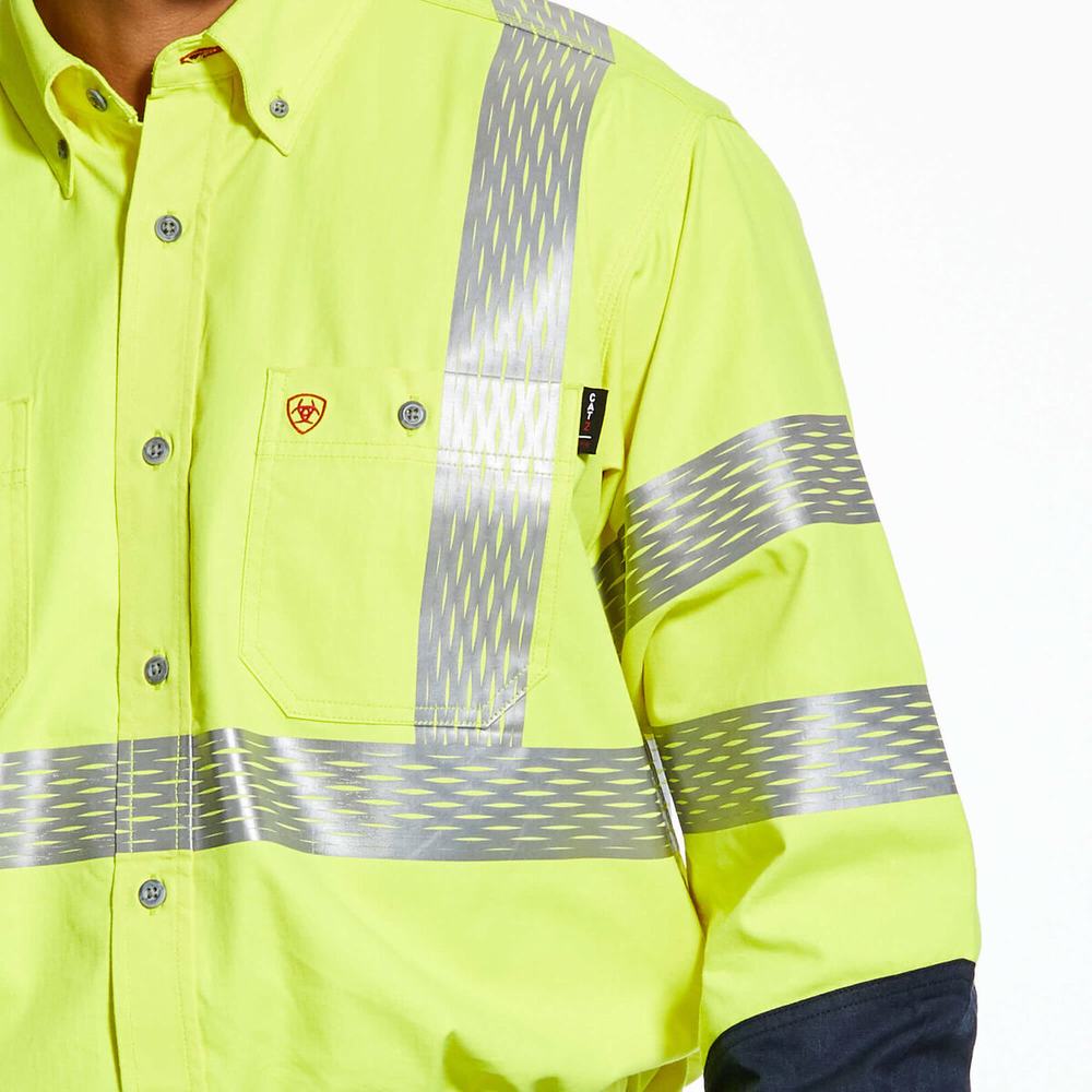 Camicie Ariat FR Hi-Vis Uomo Gialle | IT302PBXY