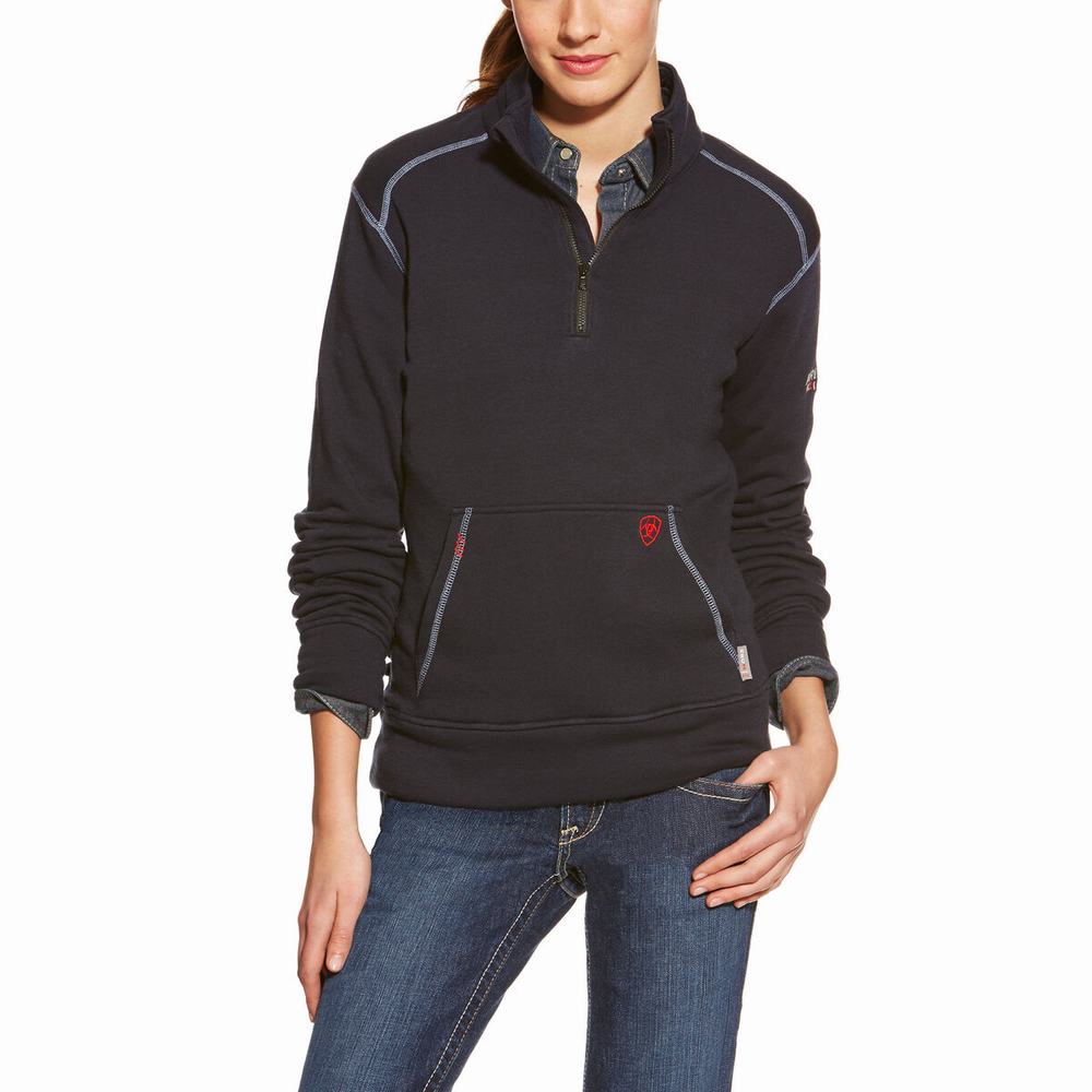 Camicie Ariat FR Polartec Fleece 1/4 Zip Donna Blu Marino | IT892FEJI