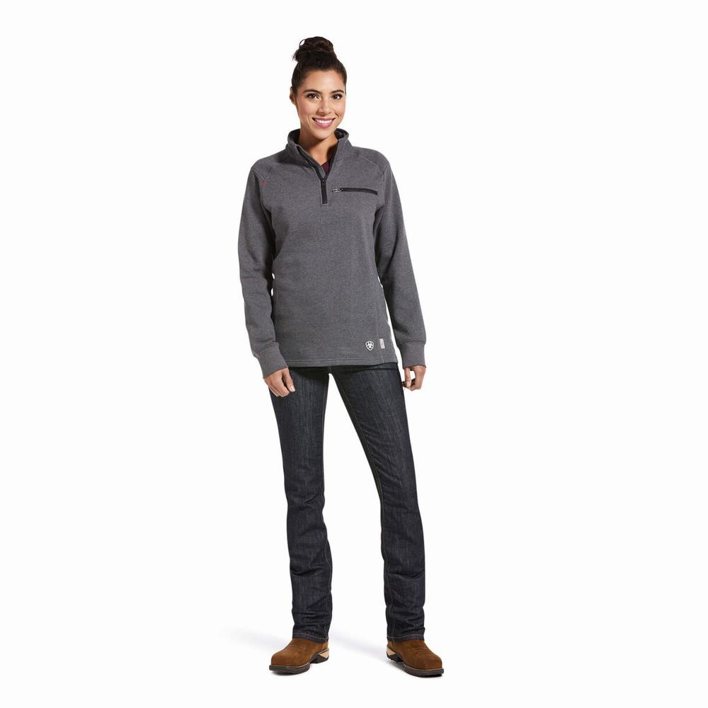 Camicie Ariat FR Rev 1/4 Zip Donna Grigie | IT903WRDV