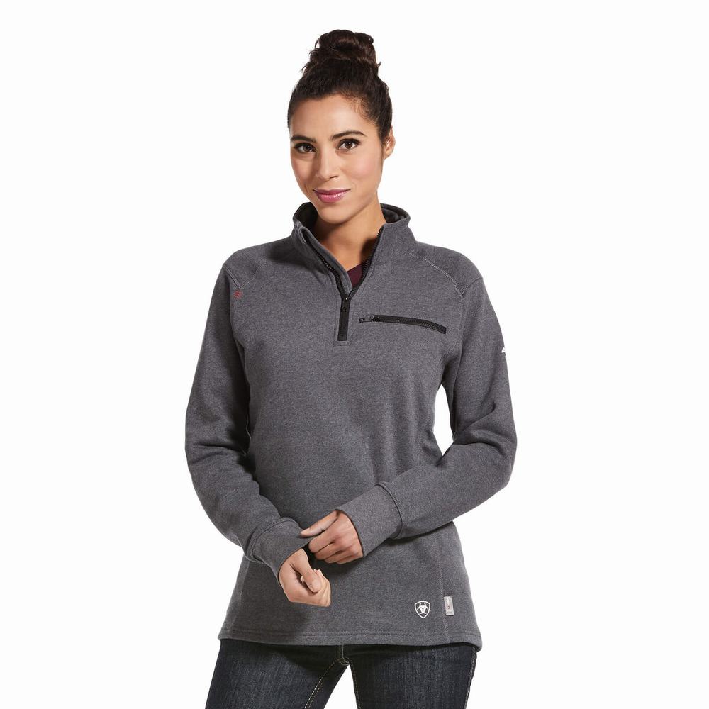 Camicie Ariat FR Rev 1/4 Zip Donna Grigie | IT903WRDV