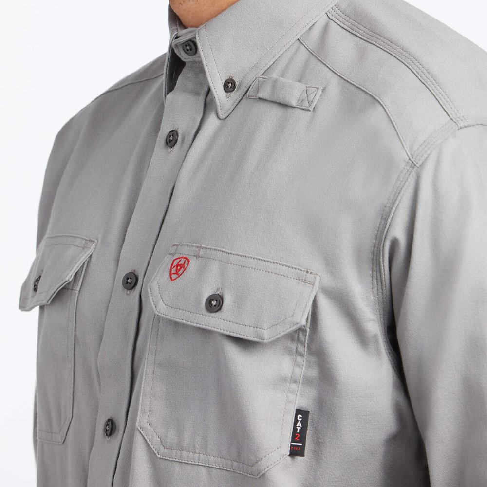 Camicie Ariat FR Solid Uomo Argento | IT470DTRS