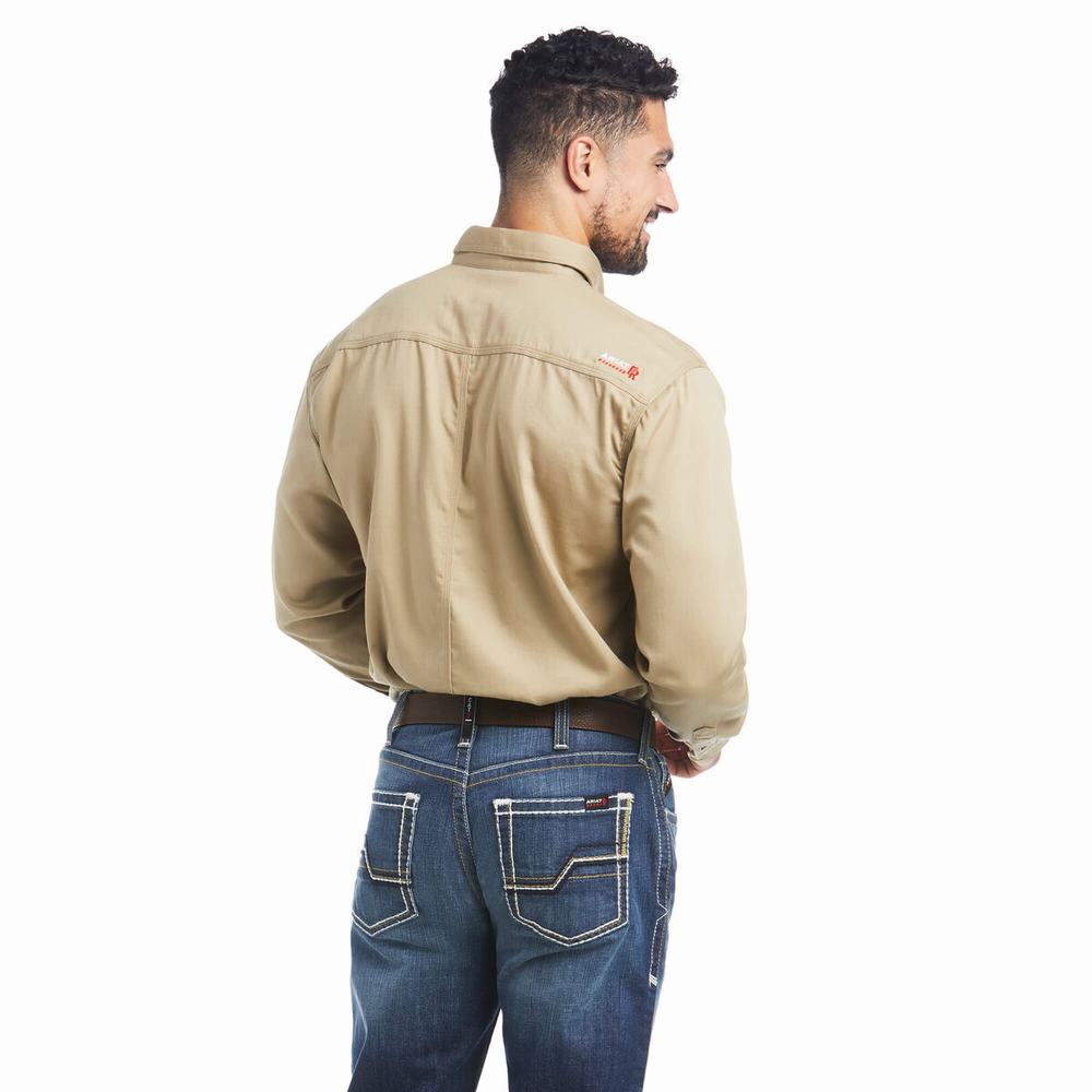 Camicie Ariat FR Solid Uomo Khaki | IT236PEVQ