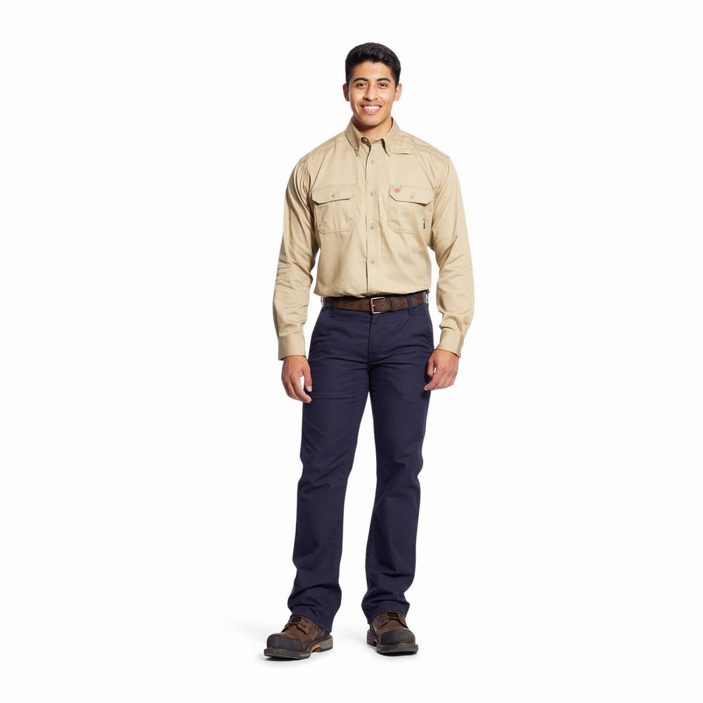 Camicie Ariat FR Solid Uomo Khaki | IT236PEVQ