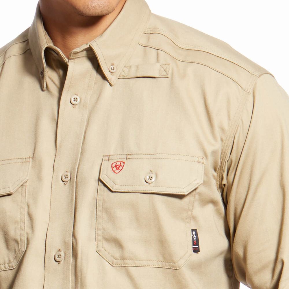 Camicie Ariat FR Solid Uomo Khaki | IT236PEVQ