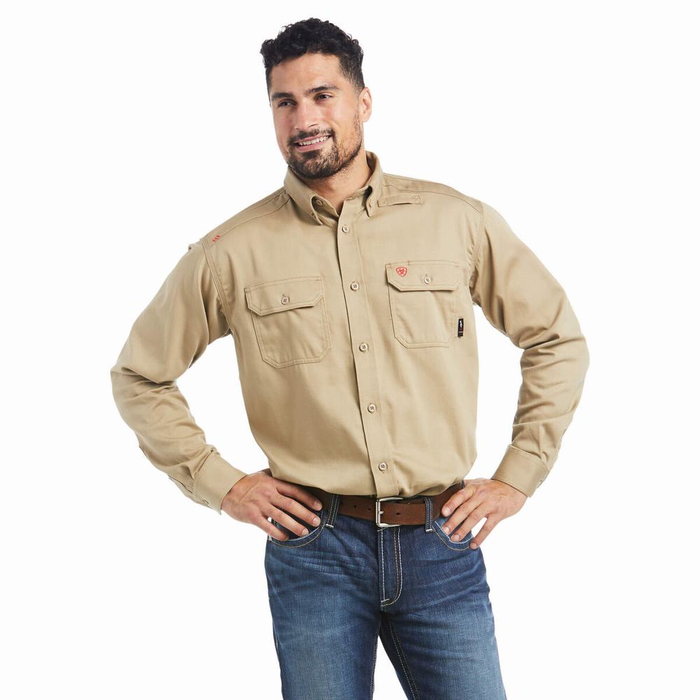 Camicie Ariat FR Solid Uomo Khaki | IT236PEVQ