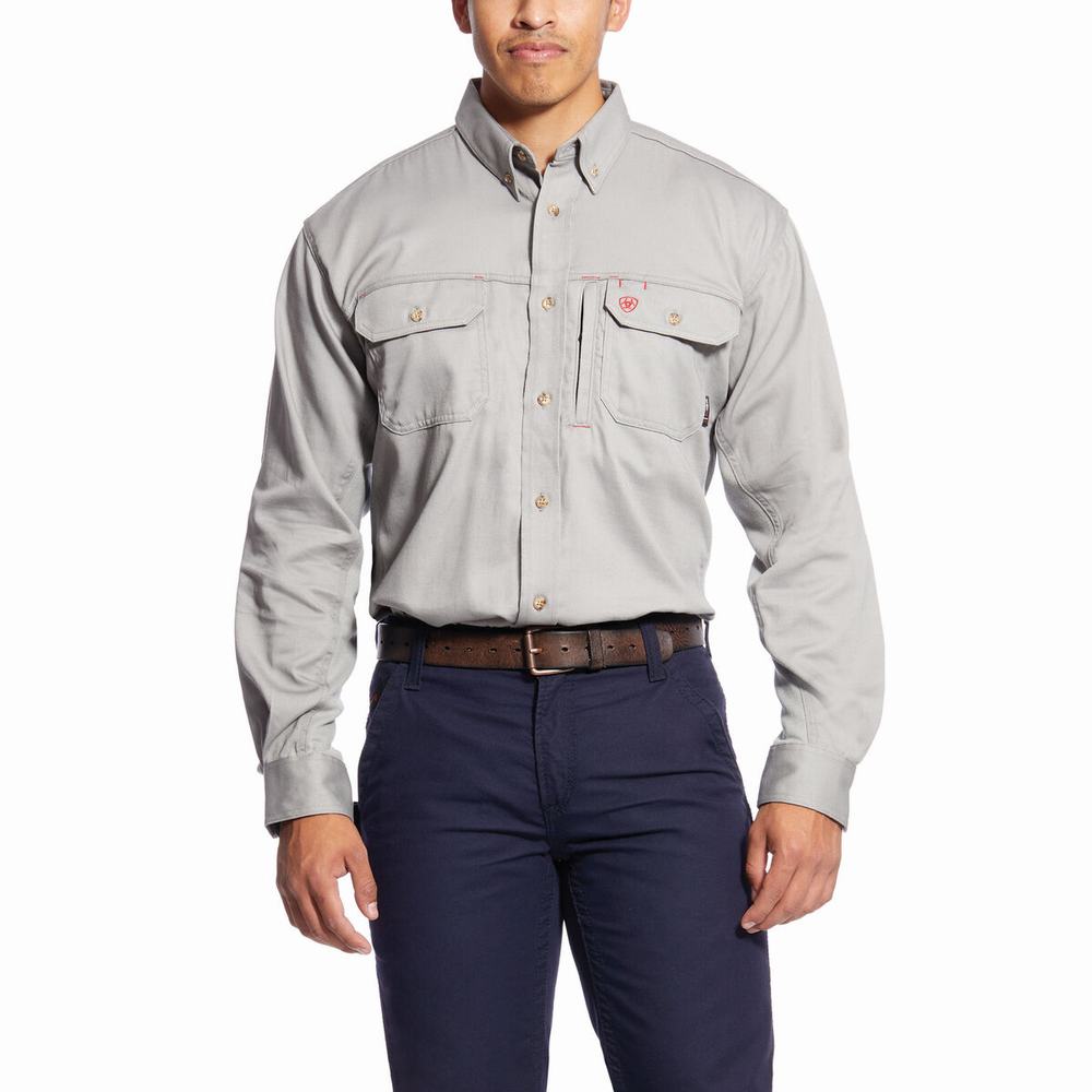 Camicie Ariat FR Solid Vent Uomo Argento | IT175IZRC