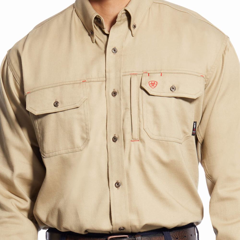 Camicie Ariat FR Solid Vent Uomo Khaki | IT591VSHC