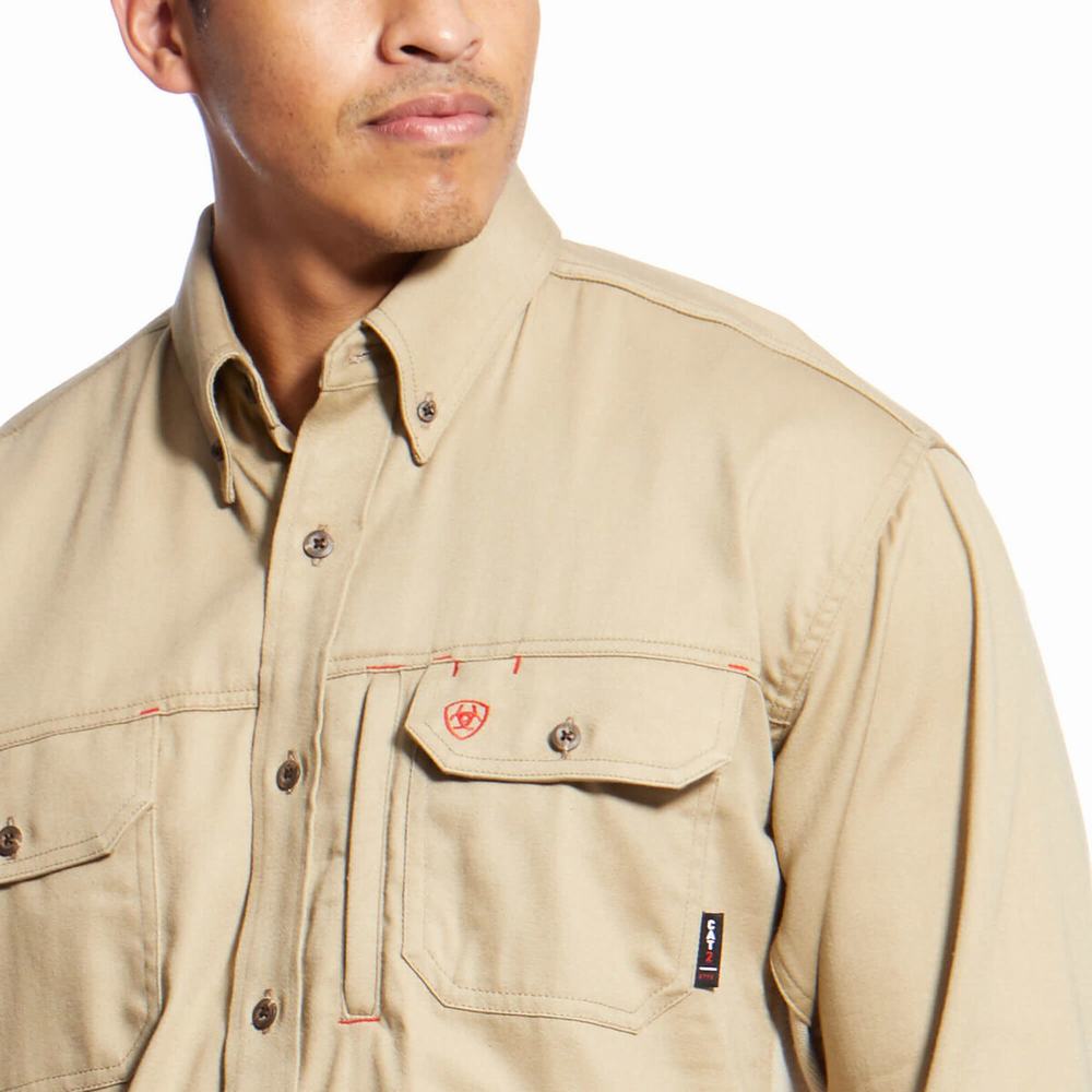 Camicie Ariat FR Solid Vent Uomo Khaki | IT591VSHC