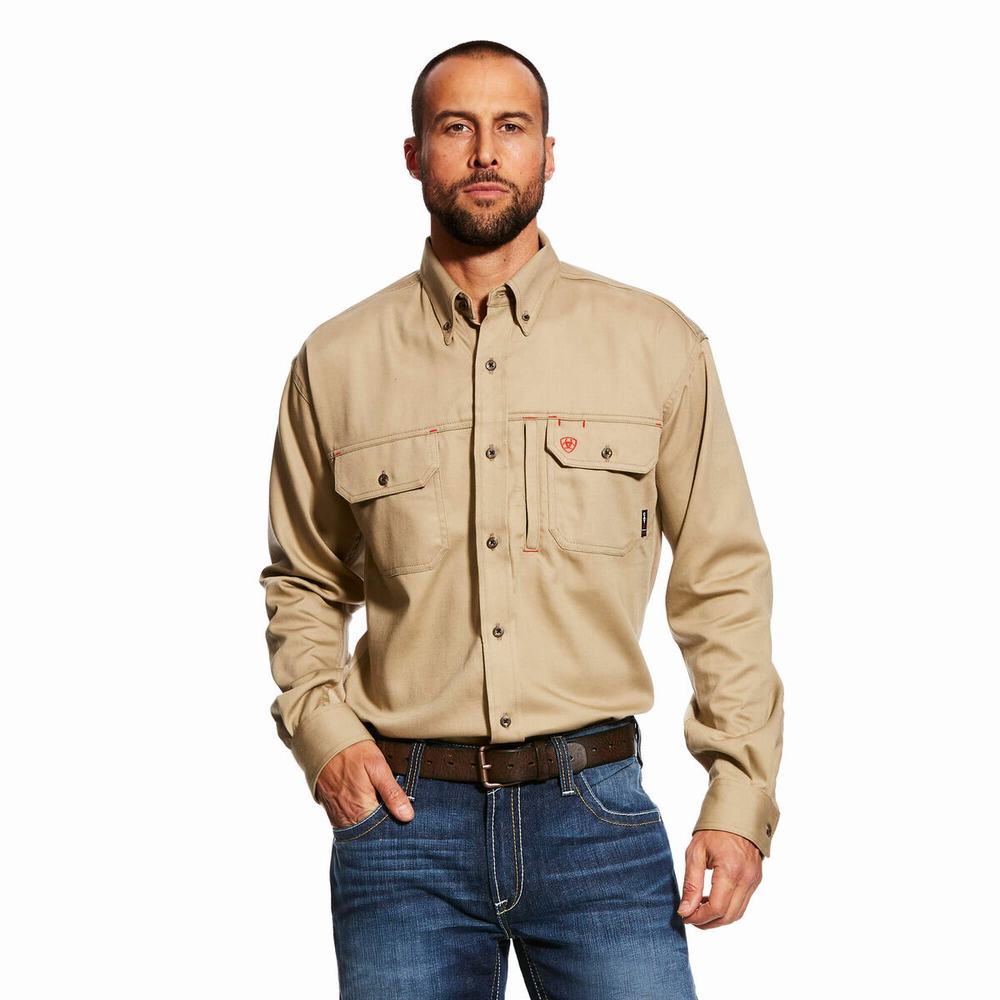 Camicie Ariat FR Solid Vent Uomo Khaki | IT591VSHC