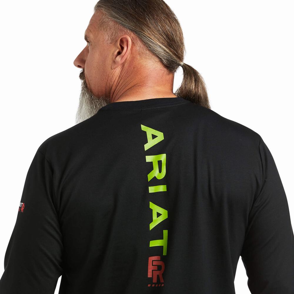 Camicie Ariat FR Stretch Logo Uomo Nere Verdi Chiaro | IT182AXOV