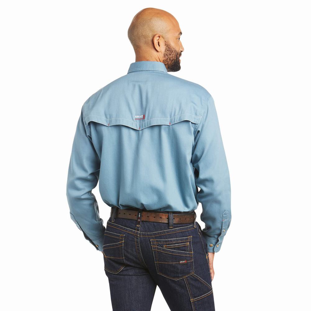 Camicie Ariat FR Vented Uomo Grigie Blu | IT365KOGC