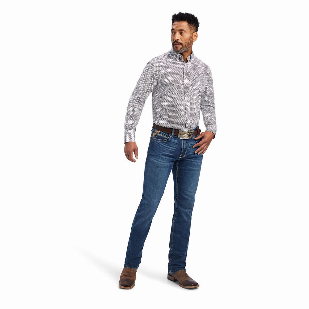 Camicie Ariat Finleigh Classiche Fit Uomo Bianche | IT307ZULS