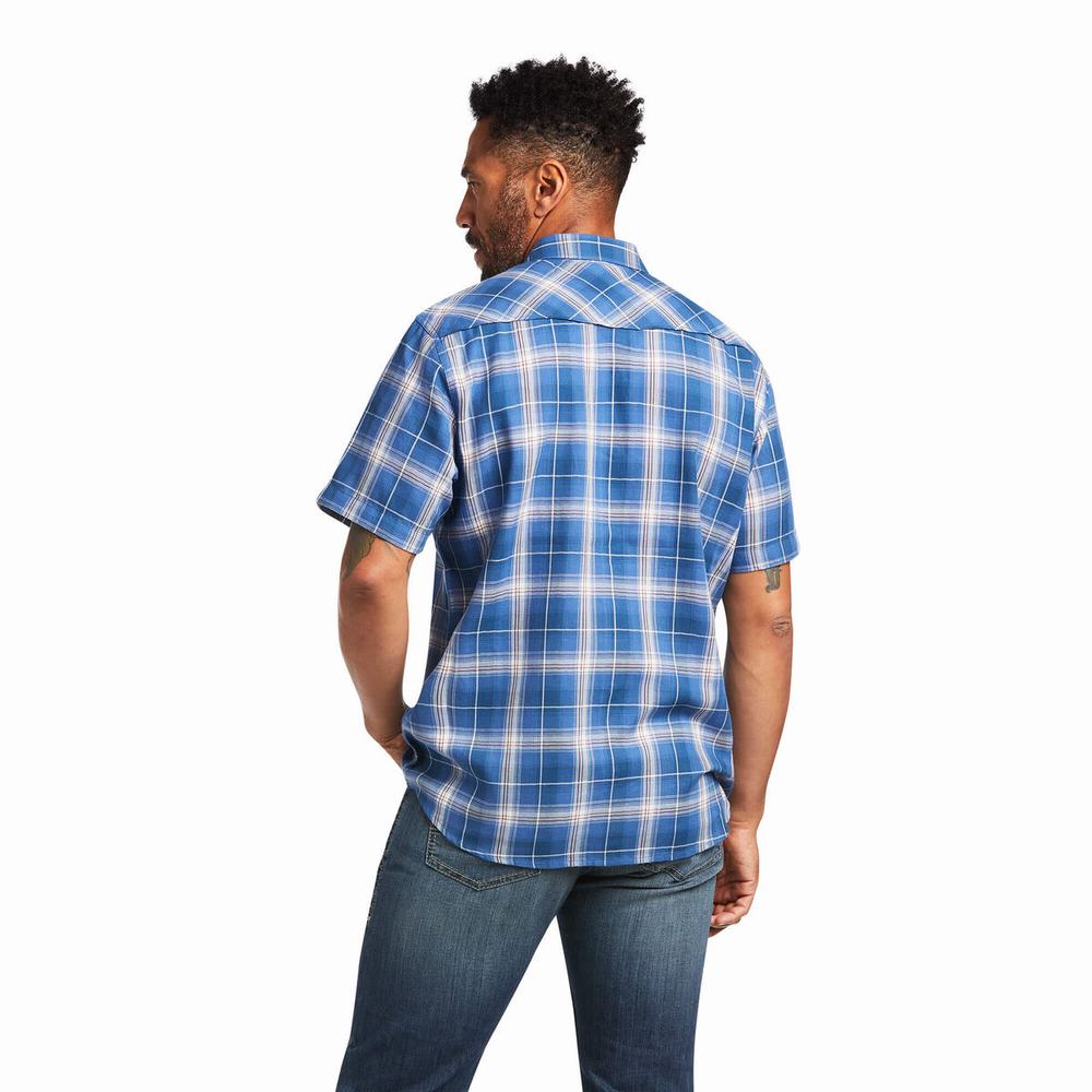 Camicie Ariat Huck Retro Fit Uomo Blu | IT607ICPS